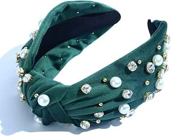 Pearly Crystal Knotted Women Headband Luxury Pink Jeweled Embellished Top Hairband Fashion Elegan... | Amazon (US)
