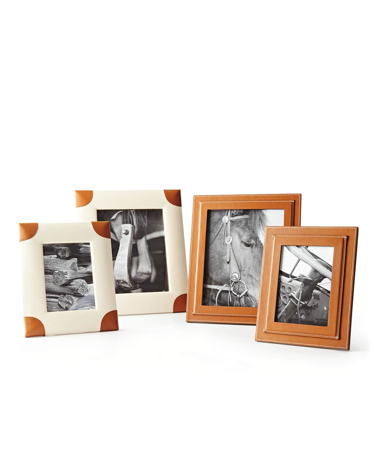 Brennan Picture Frame, Saddle, 5" x 7" | Neiman Marcus
