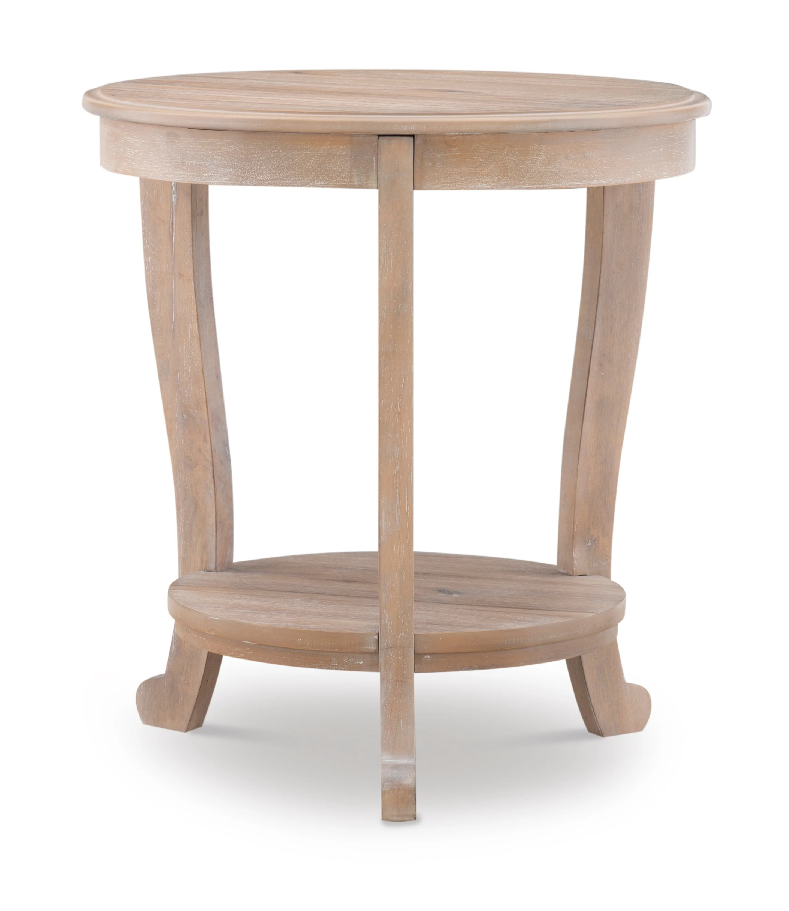 Powell Kendall Round Indoor Accent Side Table with Shelf, 24" Tall, Natural | Walmart (US)