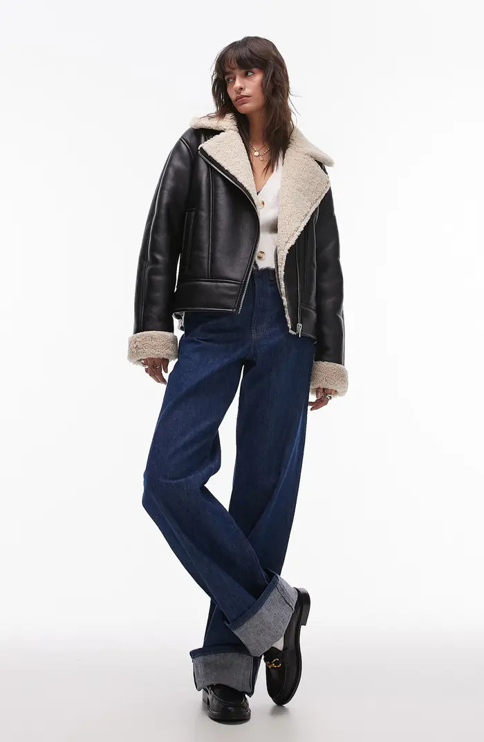 Topshop Faux Shearling Aviator Jacket | Nordstrom | Nordstrom