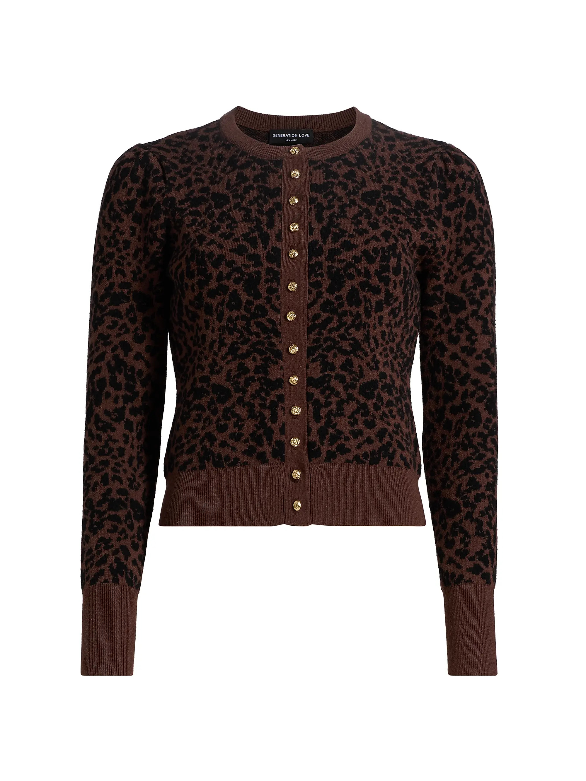 Generation Love Tulum Leopard-Print Jacquard Cardigan | Saks Fifth Avenue | Saks Fifth Avenue