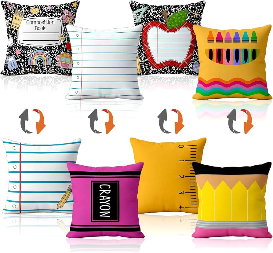 FuWeave 4 Pack Classroom Pillow Covers Back to School Pillow Covers | Amazon (US)