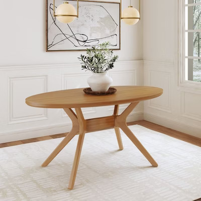 Plank+Beam 62" Verso Oval Dining Table for 4, Solid Wood Kitchen Table for Dinner Room, Pecan | Target