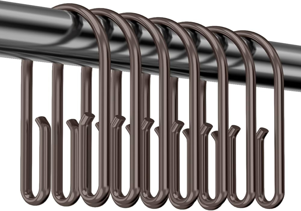 Bronze Shower Curtain Hooks Rings，Double Sided Shower Curtain Hooks Rust Proof，12 pcs Shower ... | Amazon (US)