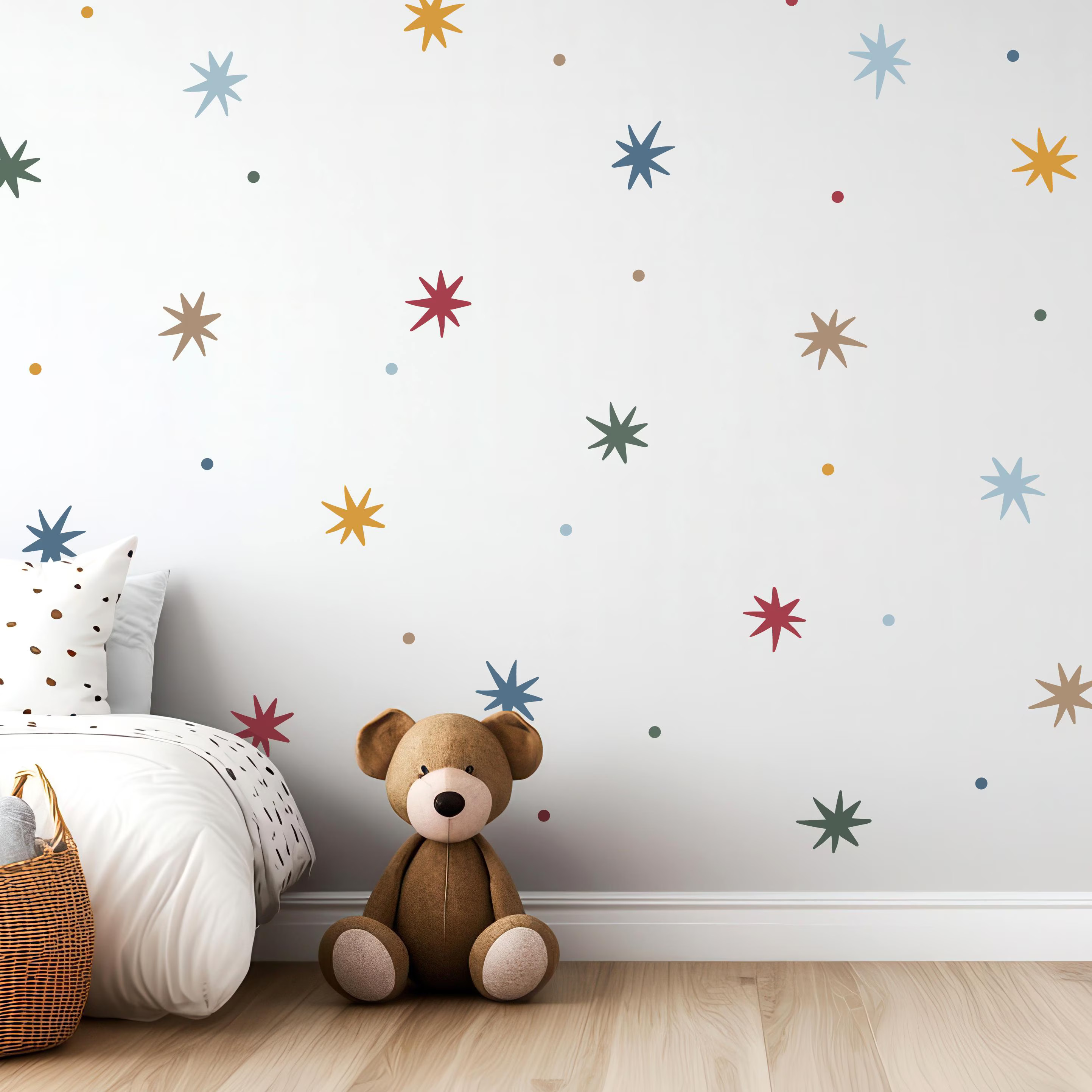 Whimsical Stars And Dots Fabric Wall Stickers: Peel and Stick Kids Nursery Decor, Removable & Repositionable | Etsy (Global)