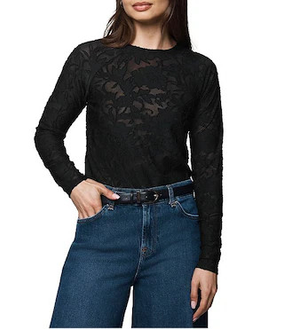 Splendid Cecelia Floral Burnout Crew Neck Long Sleeve Tee | Dillard's | Dillard's
