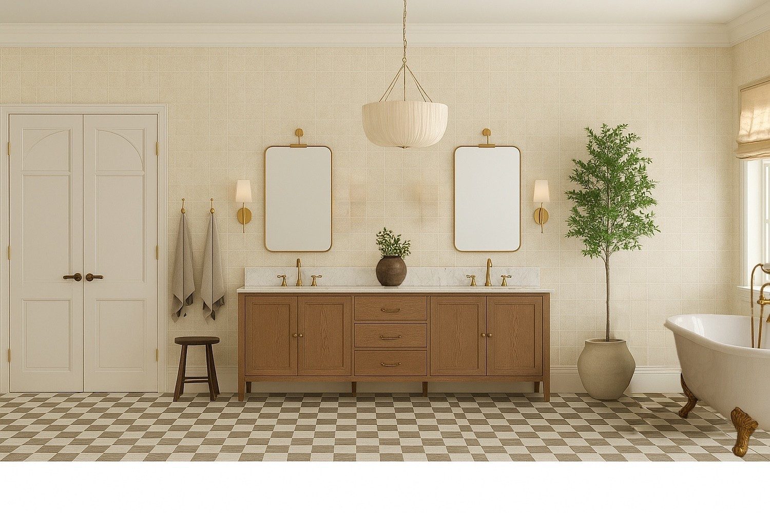 CLASSIC CHARM MEETS MODERN WARMTH: A TIMELESS BATHROOM DESIGN
If you’ve ever dreamed of a bathroom that feels both elegant and inviting, this design captures that perfect balance of classic sophistication and everyday comfort. With warm neutrals, vintage-inspired fixtures, and layers of natural texture, this bathroom feels like a luxurious yet livable retreat. See the full post at www.abigailamira.com

#LTKHome #LTKselfcare #LTKmorningroutine