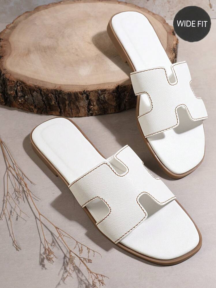 SHUZIA Plus Size Solid Color Casual Flat Slippers Suitable For Daily Wear Summer Shoes Spring Shoes Spring Break Easter Mother's Day Present | SHEIN
