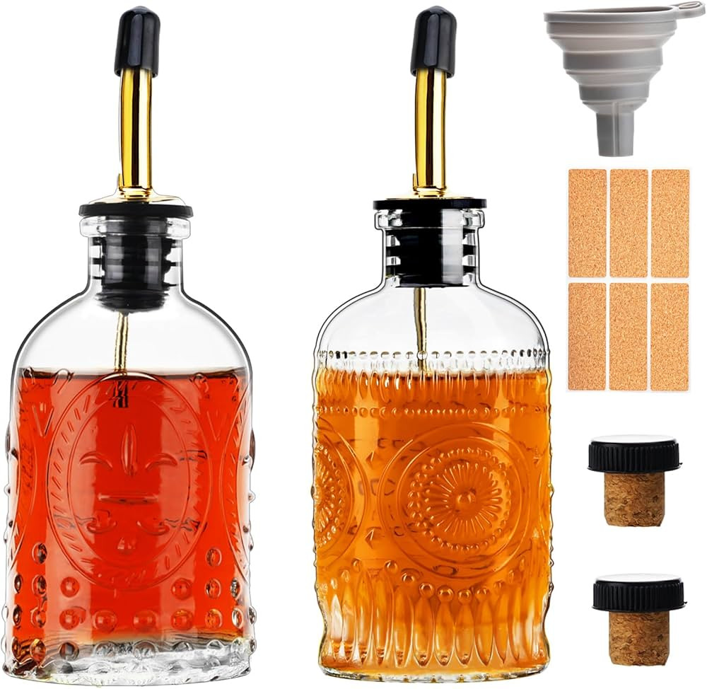 Glass Coffee Syrup Dispenser Bottles Set 2 Pack 7 OZ, Simple Syrup Bottles with Metal Pour Spout,... | Amazon (US)