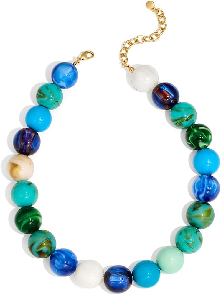 Mothers Day Gifts Chunky Beaded Choker Necklace for Women Boho Statement Necklace with Large Pear... | Amazon (US)
