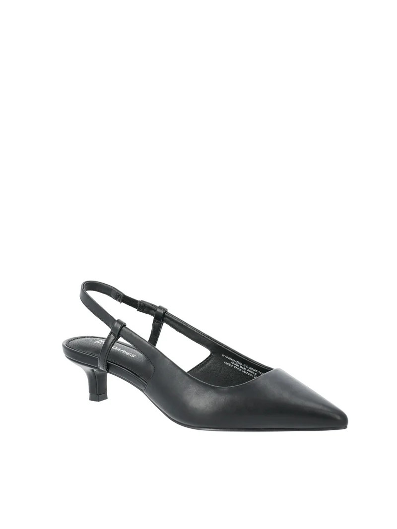 No Boundaries Women's Kitten Slingback Heels, (Wide Width Available) | Walmart (US)