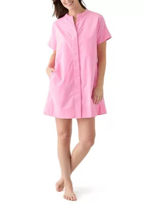 Crown & Ivy Women's Short Sleeve Popover Swim Cover Up, Pink, Medium | Belk