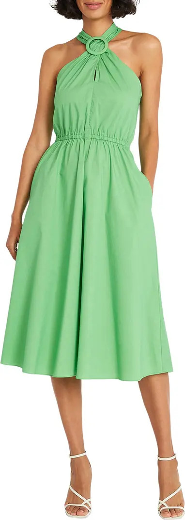 Halter Neck O-Ring Poplin Midi Dress | Nordstrom Rack