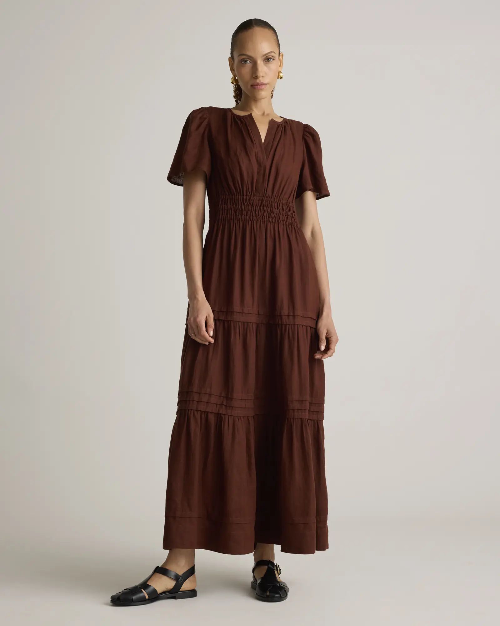 100% European Linen Tiered Maxi Dress | Quince