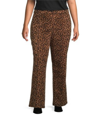 Skies Are Blue Plus Size Leopard Printed Twill Pants | Dillard's | Dillard's