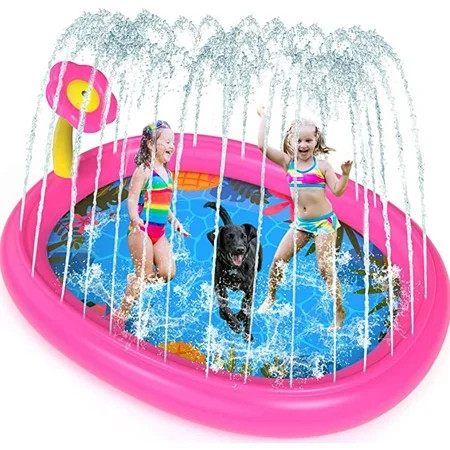 Splash Pad for Kids 68 Inch Large Pink Sprinkler Pool 3 in 1 Inflatable Flower Splash Pad for Girls  | Walmart (US)