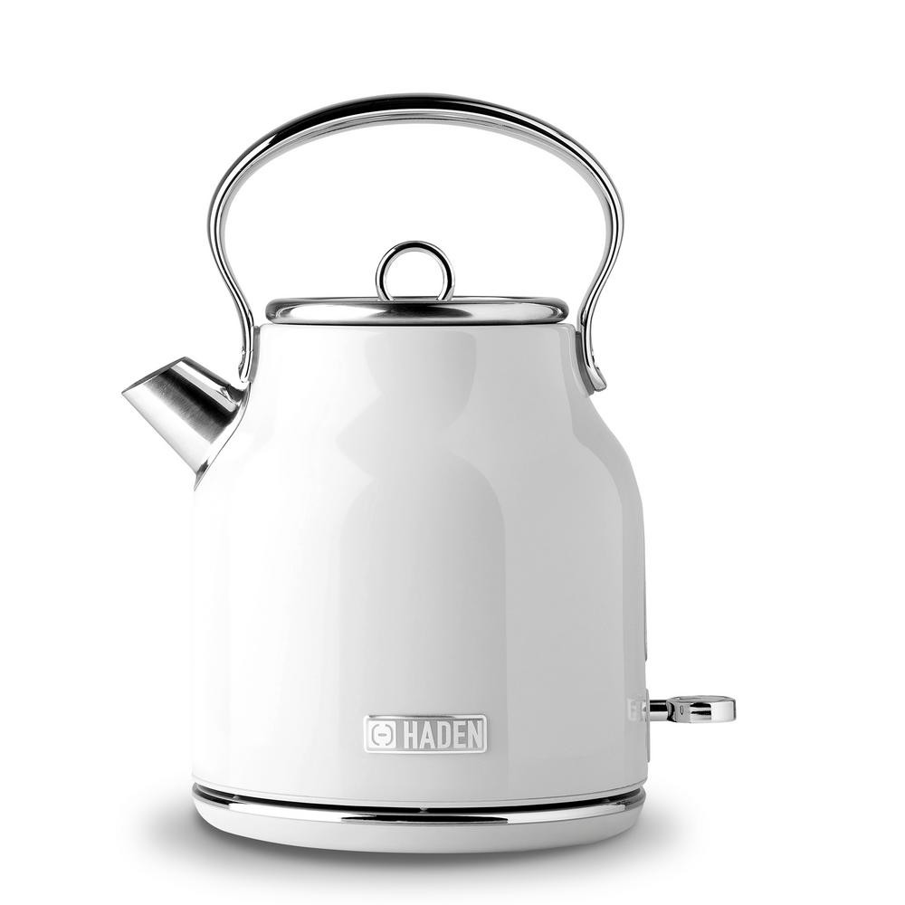 HADEN Heritage 1.7 l 7-Cup White tainless Steel Electric Kettle with Auto Shut-Off and Boil-Dry Prot | The Home Depot