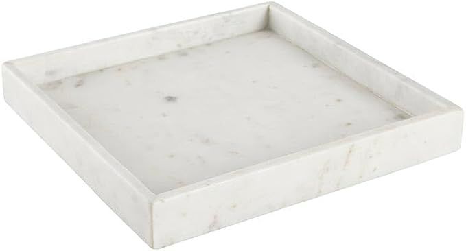 47th & Main White Marble Trays Sleek & Modern Decorative Tray for Home Décor, 12" Square, Smooth | Amazon (US)