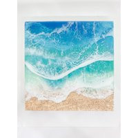 Custom Order Beach Painting, Resin Ocean Art, Washing Waves, Home Decor, Abstract Wall Art | Etsy (US)