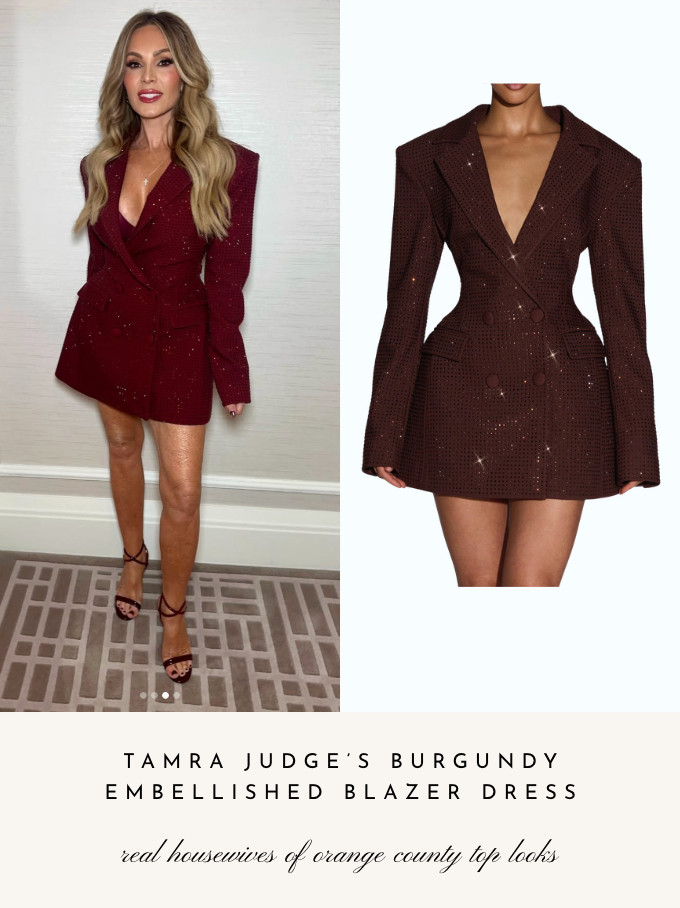 Tamra Judge's Burgundy Embellished Blazer Dress 📸= @tamrajudge 

 
