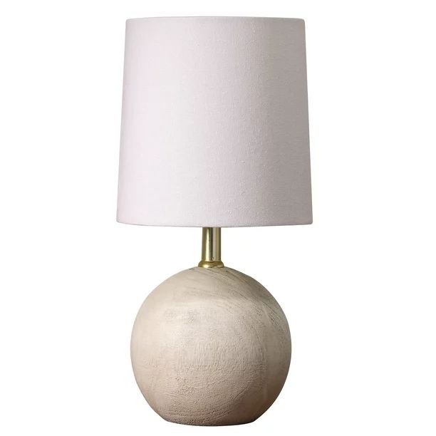 Xtreme LitXtreme Lit Mini Ball Natural Grey Resin Lamp with White Fabric Shade, LED Light Bulb No... | Walmart (US)