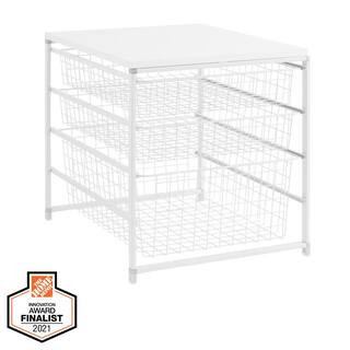 Everbilt 17.69 in. H x 21.44 in. W White Steel 3-Drawer Close Mesh Wire Basket 90327 - The Home D... | The Home Depot