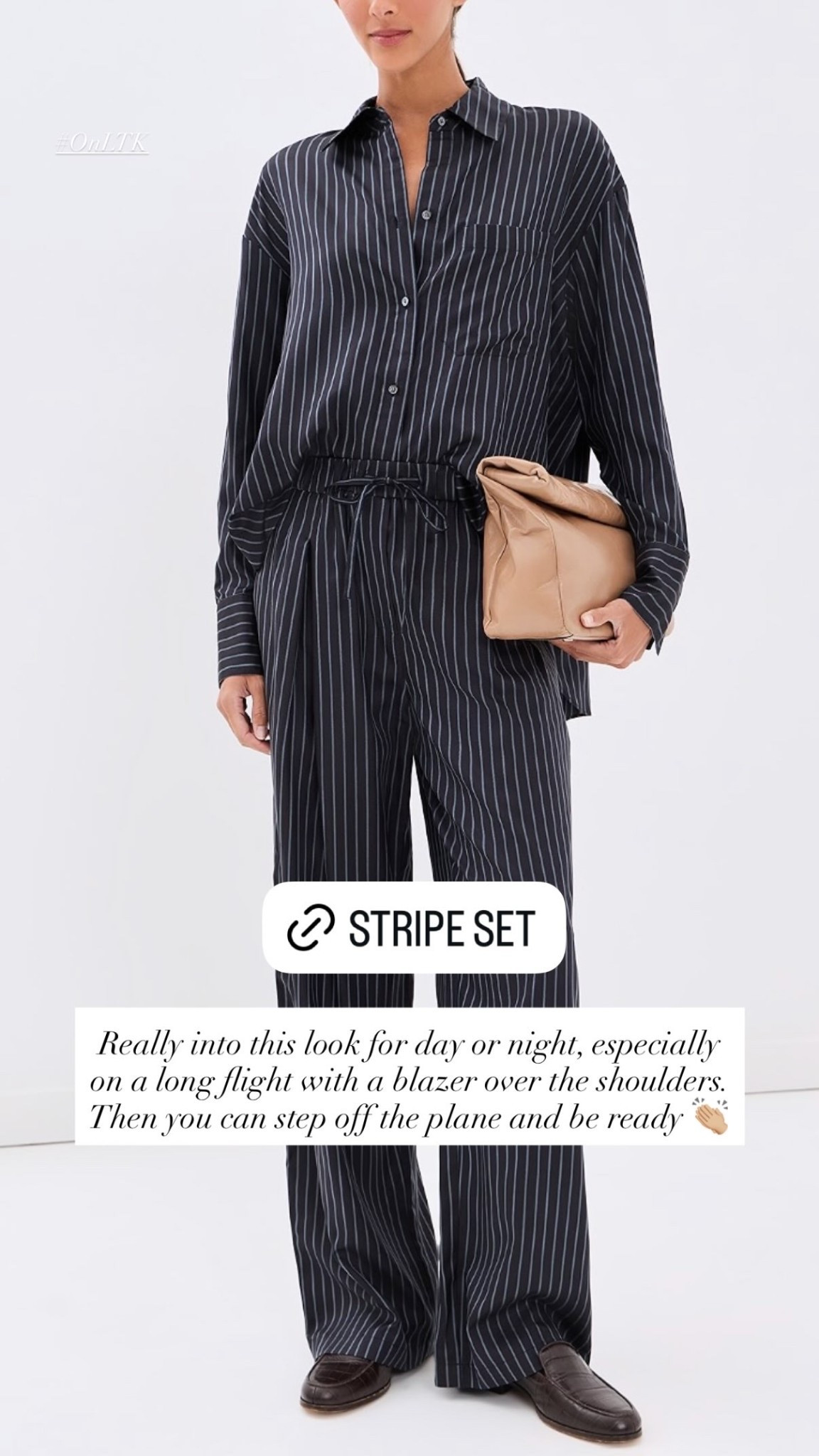 Really into this look for day or night, especially on a long flight with a blazer over the shoulders. Then you can step off the plane and be ready 👏🏼 workwear, work, office, stripe trousers, travel style.

#LTKTravel #LTKWorkwear #LTKSeasonal