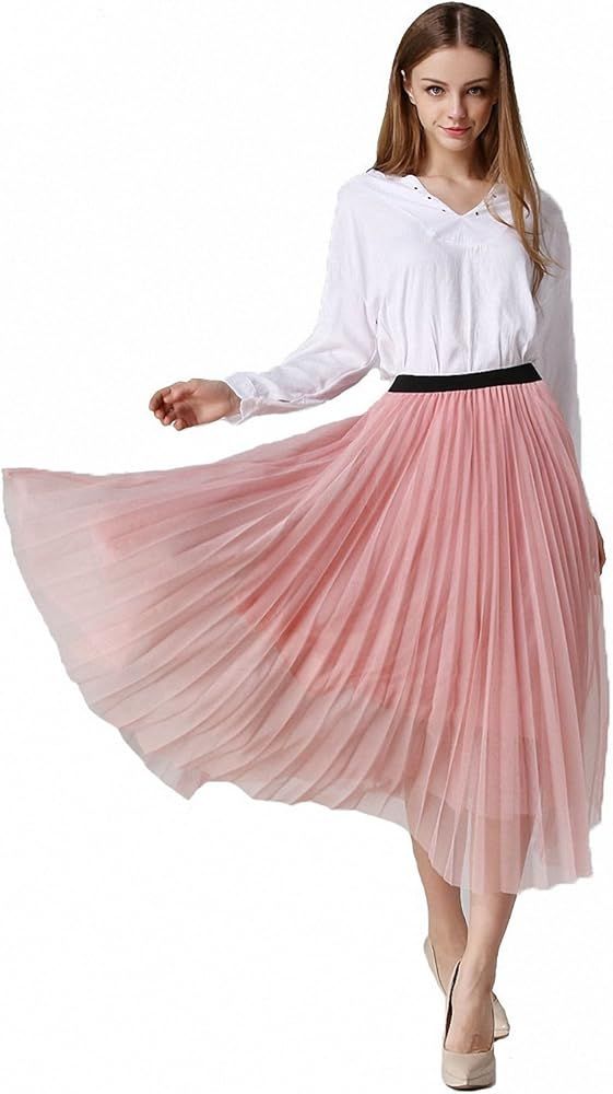 Afibi Women Retro Vintage Prom Formal Skirts Pleated Skirts Tutu Tulle Skirt | Amazon (US)