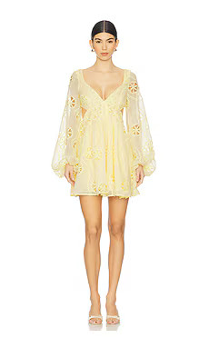 Bardot Jovie Babydoll Mini Dress in Lemon from Revolve.com | Revolve Clothing (Global)