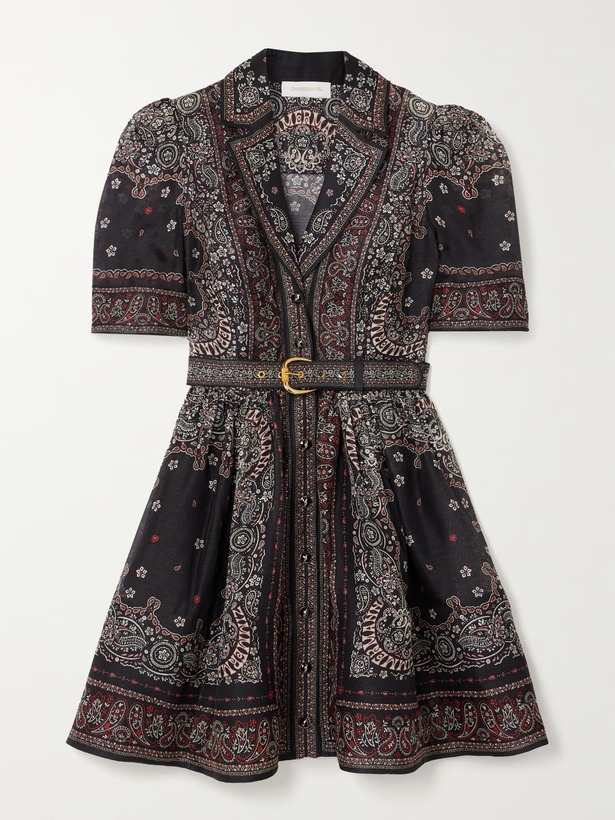 Zimmermann - Matchmaker Belted Paisley-print Linen And Silk-blend Mini Dress - Black | NET-A-PORTER (US)