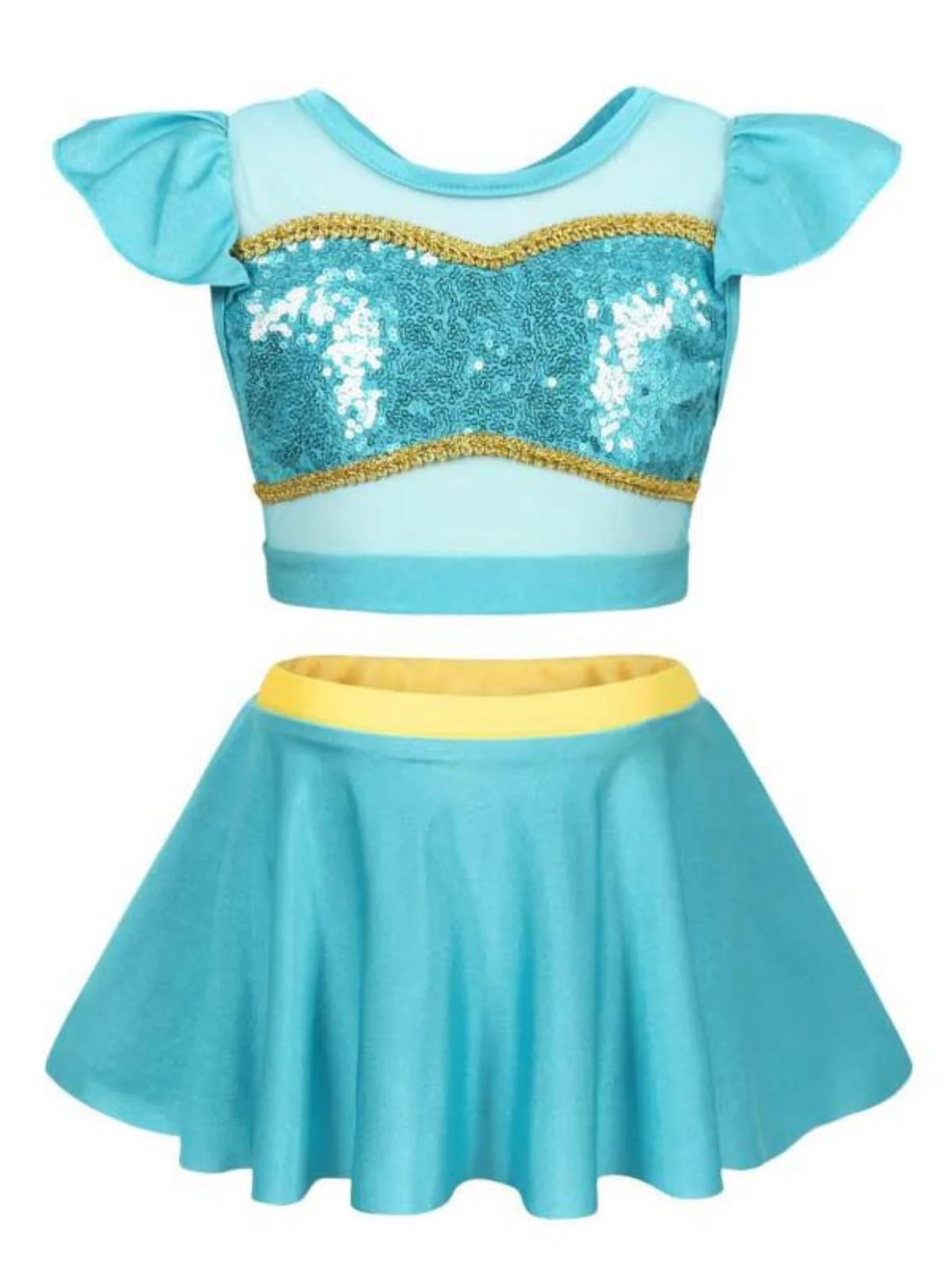 Pretty Princess Teal Two Piece Swimsuit | Mia Belle Girls