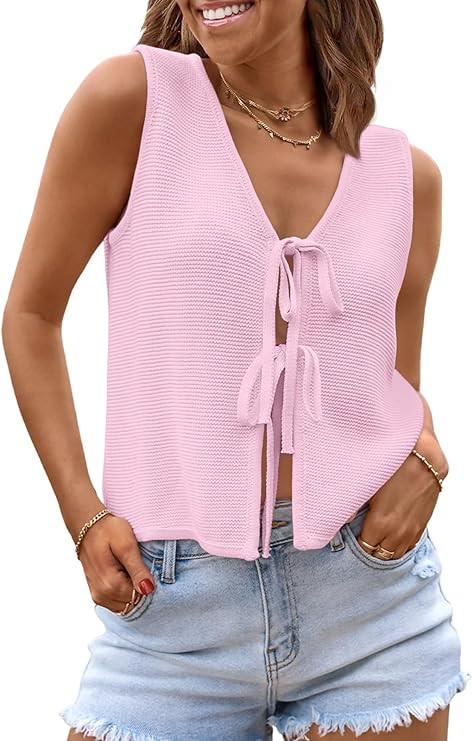 LILLUSORY Womens Summer Tops Beach Vacation Spring Outfits Cute Y2K Trendy Sweater Vest 2026 Tank... | Amazon (US)
