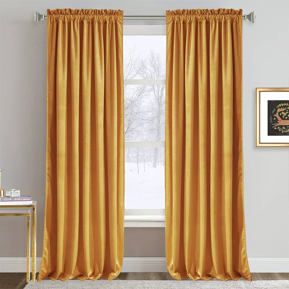 RYB HOME Velvet Curtains 84 inches - Super Soft Home Decor Room Darkening Curtains for Living Roo... | Amazon (US)