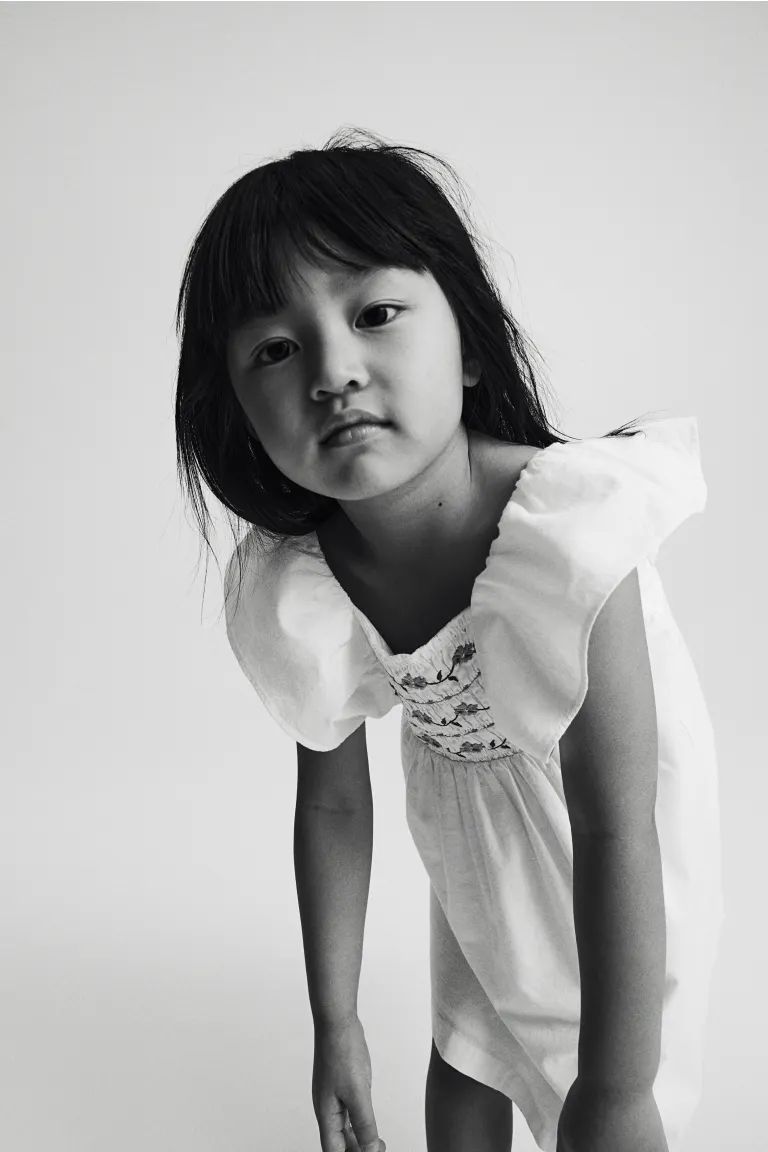 Smock-detail Cotton Dress - White/flowers - Kids | H&M US | H&M (US + CA)