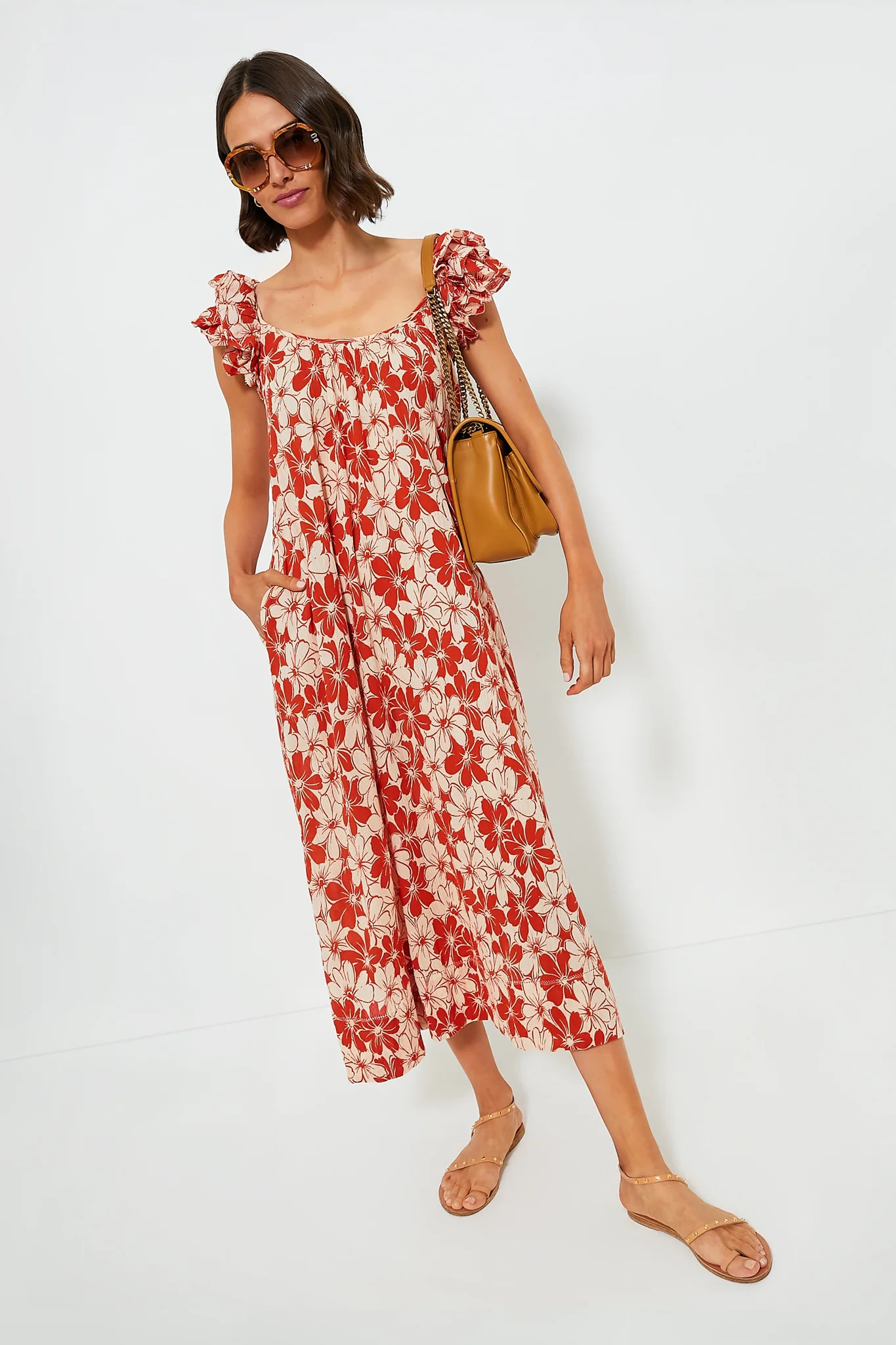 Burnt Red Hibiscus Floral The Cascade Dress | Tuckernuck (US)