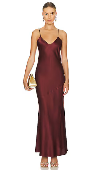 x REVOLVE Silk Rosalie Dress in Maroon | Revolve Clothing (Global)