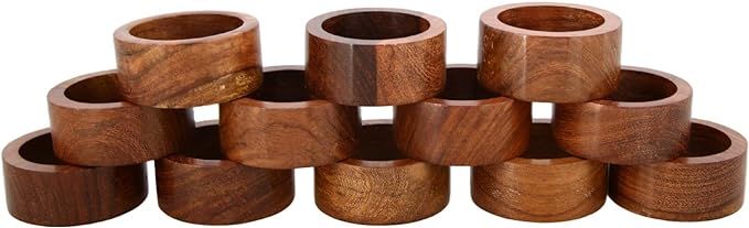 Amazon.com: Shalinindia Handmade Party Decor Wooden Napkin Rings Set of 12 for Table Dinner Decor... | Amazon (US)
