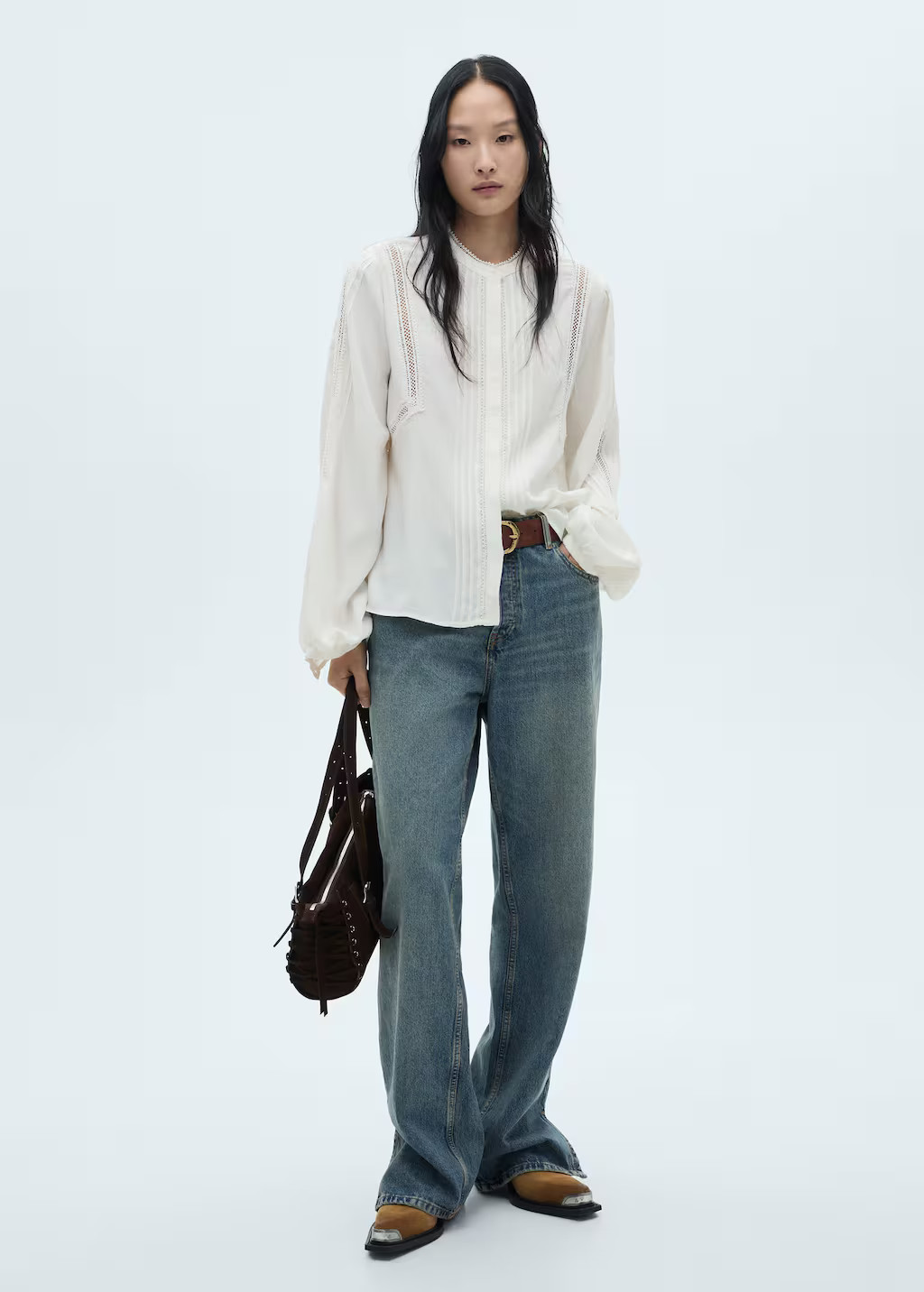 Openwork detail blouse off white - Woman - 10 - MANGO | MANGO (UK)