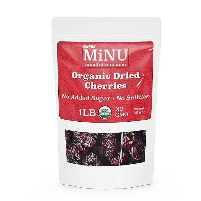 MiNU Organic Dried Tart Cherries Unsweetened Montmorency 16 oz (1 lb), Tart, Unsweetened, No Sulf... | Amazon (US)