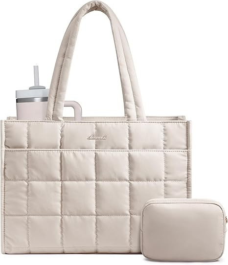 LOVEVOOK Tote Bag for Women, Puffer Work Handbag 15.6 Inch Laptop Purse for Nurse Teacher, Large ... | Amazon (US)