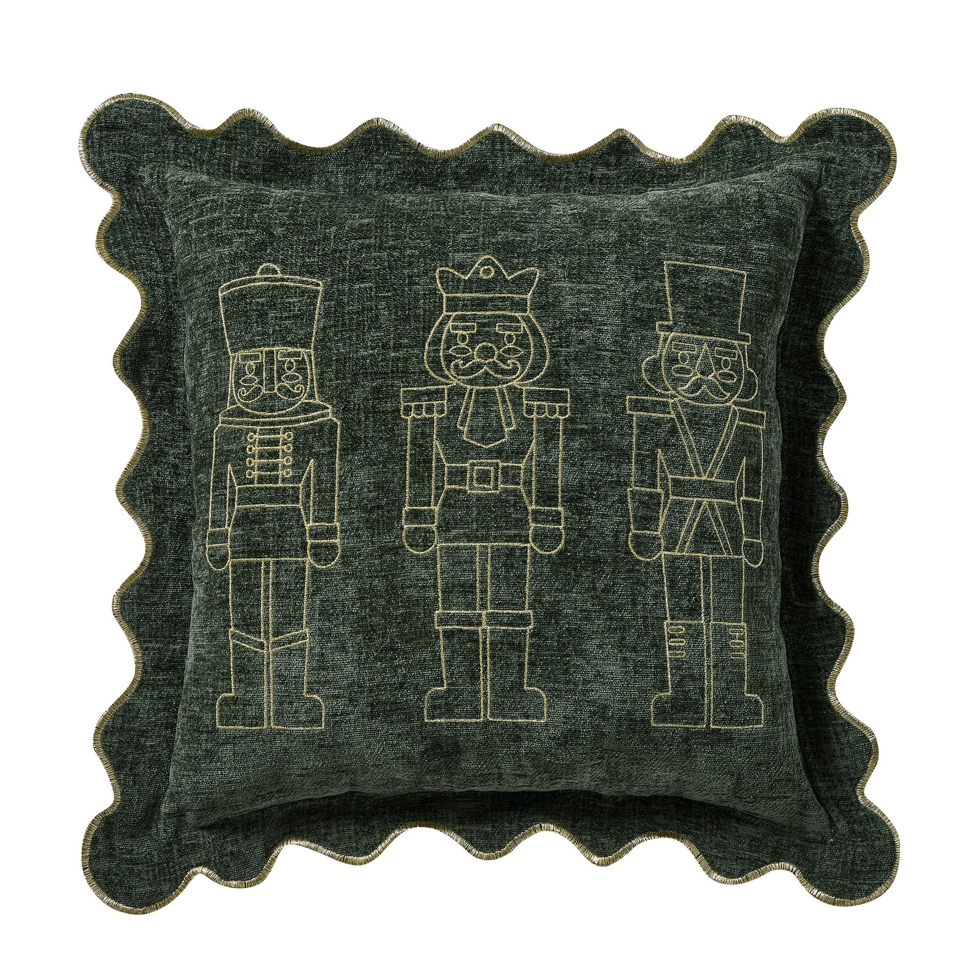 My Texas House 18" x 18" Green Nutcracker Chenille Holiday Decorative Pillow | Walmart (US)
