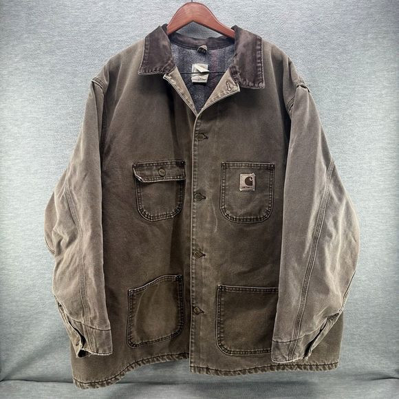 Vintage CARHARTT CO2 CHT - Distressed Brown Lined Chore Barn Coat Size 3XL | Poshmark
