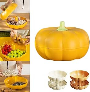 Pumpkin Snack Holder, Pumpkin Snack Bowl Stand Double Layer With 3 Divided Compartments, Oversize... | Amazon (US)