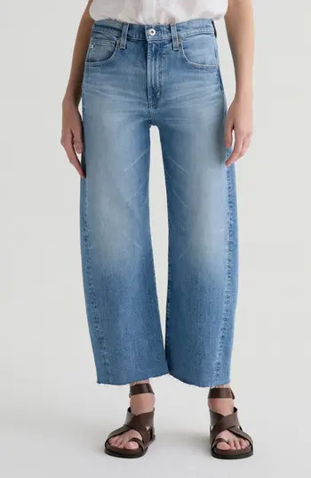 AG Hattie Raw Hem High Waist Crop Barrel Jeans in Helios at Nordstrom Rack, Size 26 | Nordstrom Rack