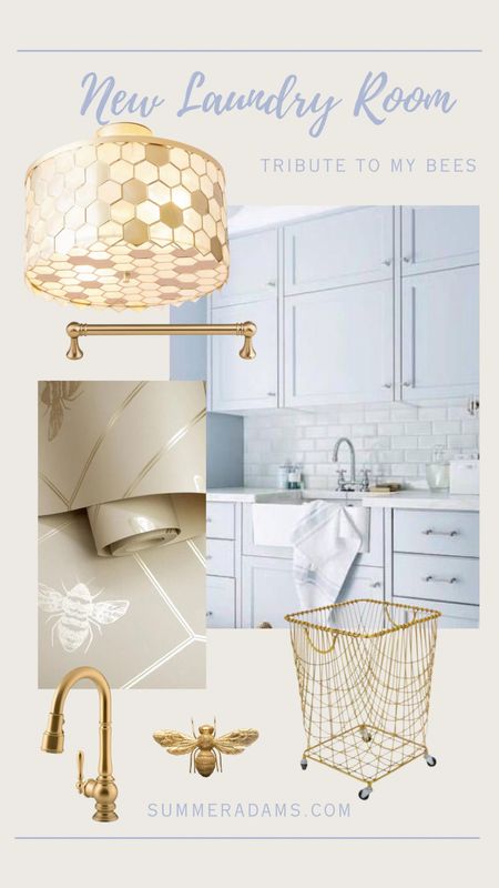 Here’s a little preview of laundry room design for our new build under way! This room is a tribute to my bees. As a beekeeper, I have little hints of bees throughout the home. 🥰 🐝 


Bee wallpaper
Honeycomb Anthropologie light
Blue laundry room cabinets
Gold plumbing, gold hardware
Gold laundry basket on wheels
Gold bee decor 

#LTKhome #LTKfindsunder100 #LTKsalealert