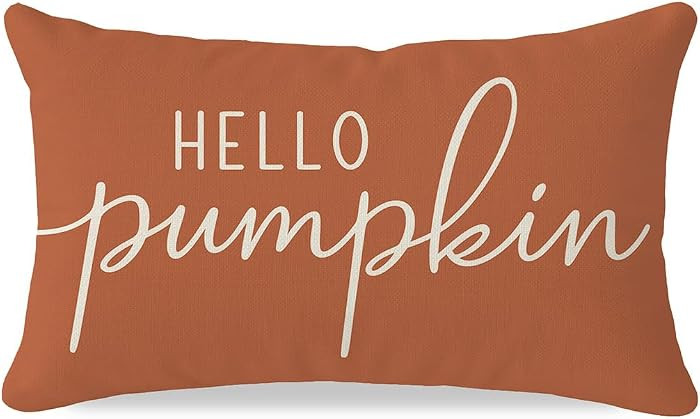PANDICORN Fall Pillow Covers 12x20 Inch, Hello Pumpkin Decor, Orange | Amazon (US)