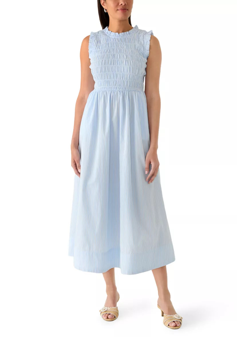 Women's Sleeveless Poplin Smocked Midi Dress | Belk