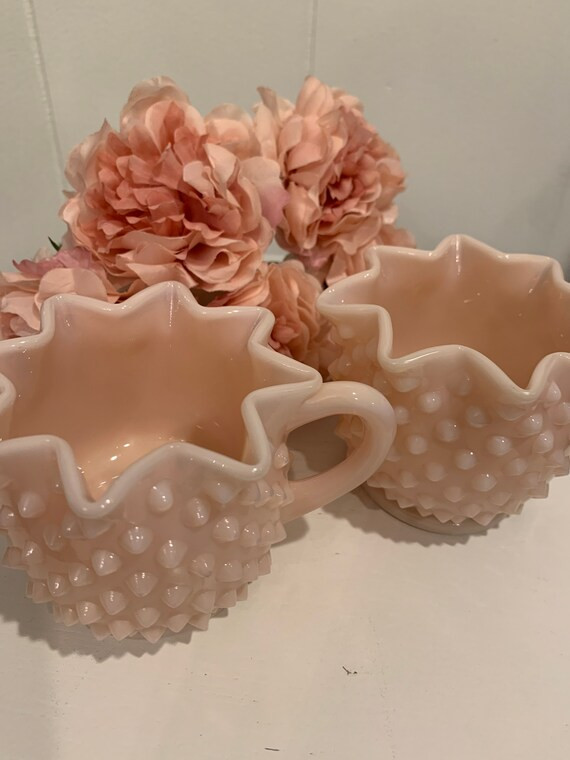 Fenton Pale Pink Milk Glass Hobnail Creamer and Sugar Set Very | Etsy | Etsy (US)