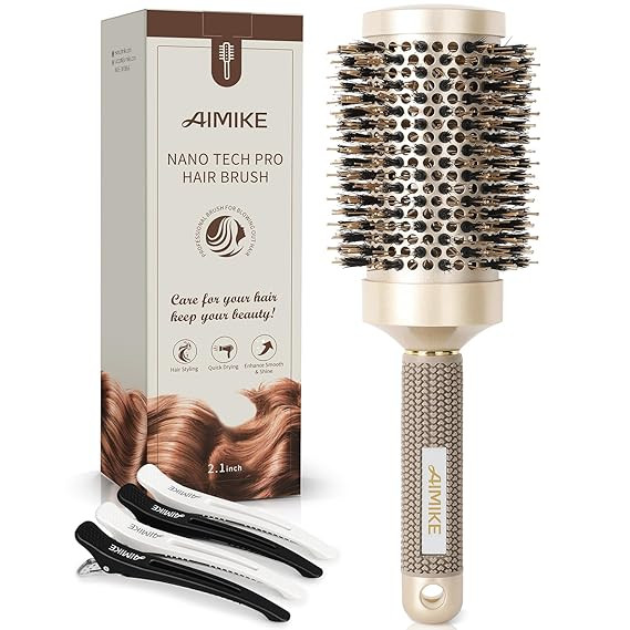 AIMIKE Round Hair Brush, Nano Thermal Ceramic & Ionic Tech, 2.1 Inch Barrel with Boar Bristles fo... | Amazon (US)