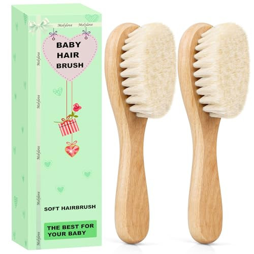 Molylove Baby Hair Brush, Wooden Baby Hair Brush for Newborns & Toddlers, Super Soft Goat Bristles Hair Brush, Toddler Hair Brush,Ideal for Cradle Cap (2PCS) | Amazon (US)